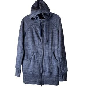 90 Degree by Reflex Long Fleece-Lined Zip Hoodie - Blue - Medium